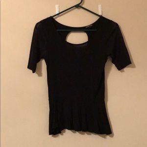 Express black peplum 3/4 sleeve sheer top
